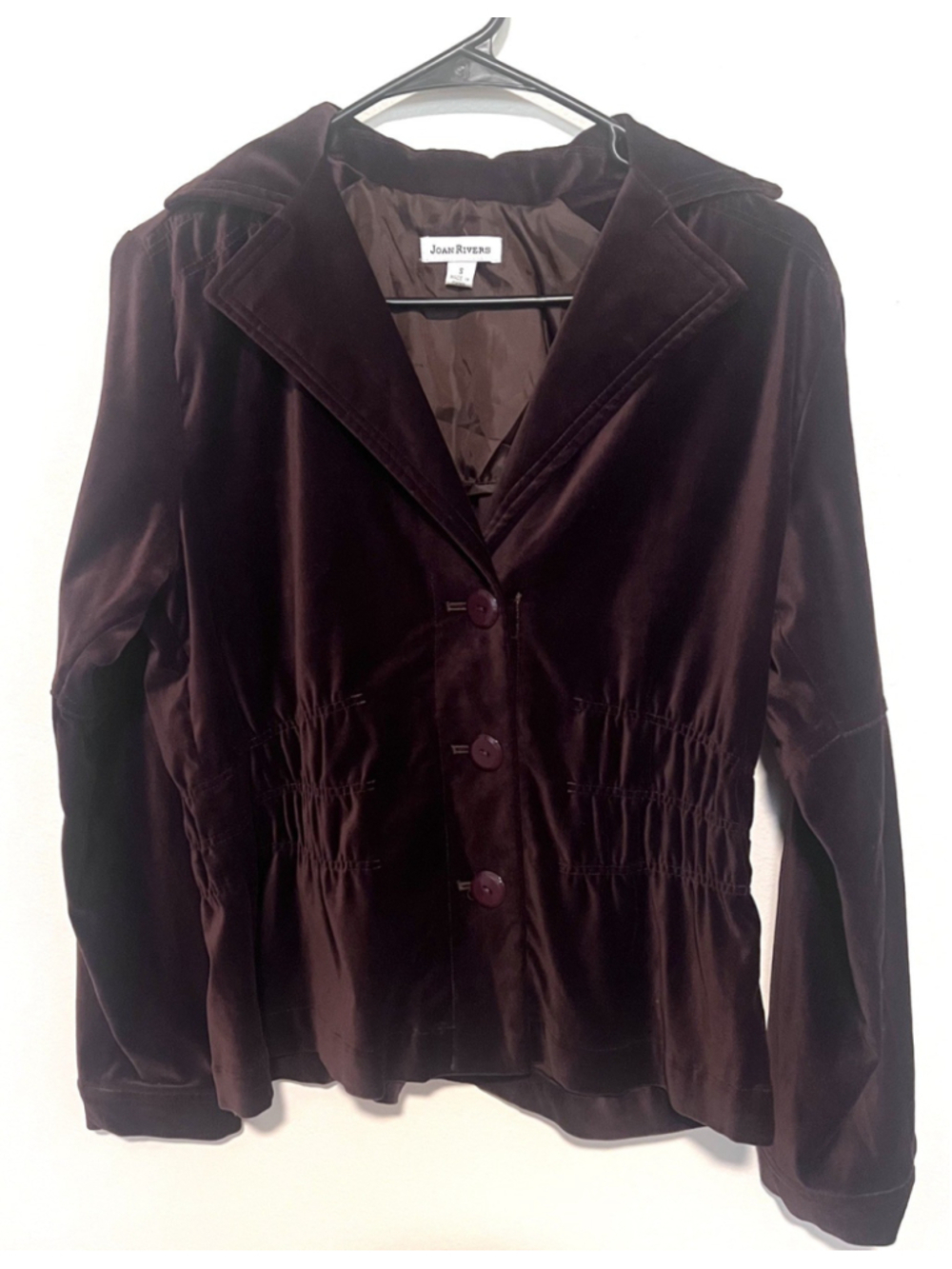Vintage Joan Rivers Velvet Peplum Blazer Small Brown Boho Retro Whimsigoth